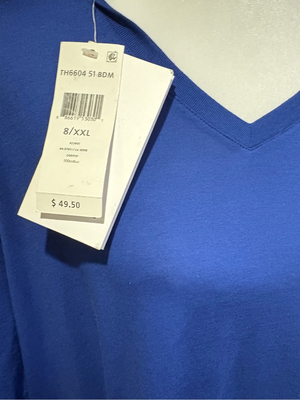 Lacoste Men’s XXL Blue Pima Cotton V-Neck T-Shirt NWT Crocodile Logo - Picture 3 of 6